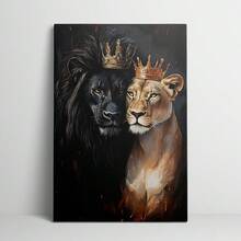 1 Pc Canvas Painting,Lion, Crown, Painting, Canvas, Vase ,Wood Framed Painting (1) Thickness 2.5 Cm/ 1 Inch-Home Decoration For All Occasions,Ideal New Year, Valentine's Day,Thanksgiving,Easter,Christmas Gift,Room Decoration Aesthetic,Wall Decoration Art,Perfect Gift,Autumn And Winter Wall Decoration,Living Room Decoration, Bedroom Decoration, Kitchen Decoration, Entry Decoration, Bathroom Decoration, Direct Wall Painting, High Quality Wall Painting Poster,Modern Home Decoration Stretched And Framed Ready To Hang - 彩色 - 查看 4