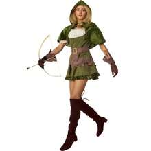 1 Set Disfraz de Robin Hood de ante sintético verde para mujer, adecuado para la actuación del Día de San Patricio, para todas las estaciones