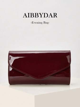 AIBBYDAR Women's Evening Bag, Solid Color Wine Red PU Leather, Suitable For Evening Dress, Portable Cosmetic Bag, Crossbody Bag, Wallet, Envelope Bag, With Detachable Metal Chain, For Ball, Wedding Season, Party, Holiday Gathering, Carnival, Christmas, Halloween