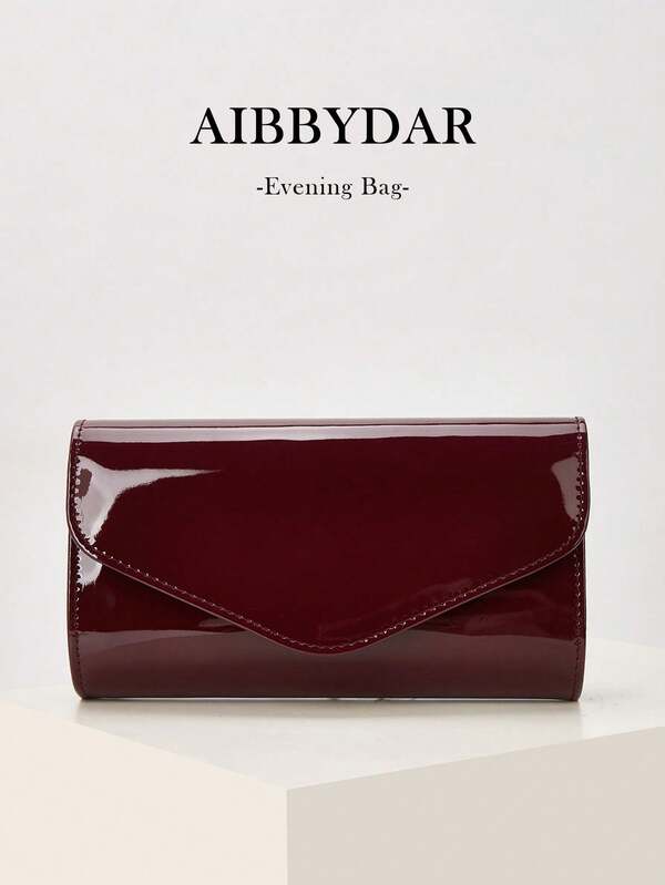 Borsa da sera da donna, clutch in pelle PU bordeaux - Borsa a tracolla elegante da donna con catena, adatta per occasioni casual o formali, borsa a tracolla da sera | Clutch moderno | Pochette con chiusura magnetica