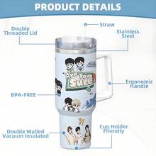 "Bist du sicher?!" Englisches Buchstabe Design mit Cartoon-Charakter - 40oz/20oz K-Pop-Themen Edelstahl Vakuumisolierter Becher, auslaufsicherer Deckel & Strohhalm, 12 Stunden Heiß-/Kalthaltefunktion, perfekt für Kaffee/Tee/Smoothies, ideales Geschenk für K-Pop-Fans (Büro, Reise, Zuhause)