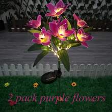 1/2/4PCS Solar Lights Outdoor Garden Decor - Upgraded Solar Garden Lights With 7 Powered Orchid Lights, Solar Outdoor Lights Solar Decorative Lights For Garden, Patio, Yard, Gifts For Mother(Pink, White, Orange, Yellow, Red, Purple) - 蘭花 - 查看 15