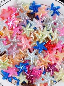 10 (Random Colors) Pcs Mixed Color Resin Starfish Rhinestone Flat Back Mini Stars, Suitable For DIY Crafts, Wedding Decoration, Nail Art And Scrapbooking - Multicolor - View 3