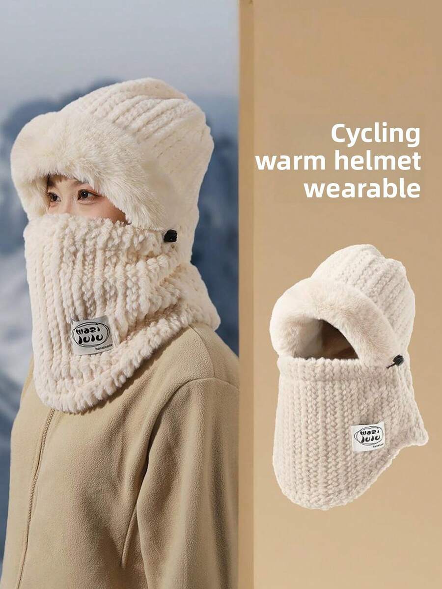 女士针织骑行帽，带耳罩，防风保暖，适合秋冬季节，也适合滑雪和户外活动，秋季装饰，情人节礼物 - 多色 - 查看 1