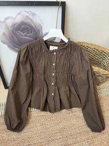 Women Blouses - Chocolate Brown - View 4