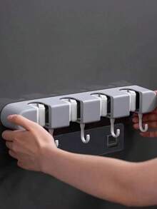 حامل مكنسة جداري، رف تخزين المكنسة/المسح بدون براغي، خطاف تخزين فوق الباب بدون ثقب للحمام والنوم، مشبك المسح، مشبك منظم أدوات متعدد الوظائف، مناسب للمطبخ والحديقة ومستلزمات التنظيف والأدوات المنزلية، منزل حديث - متعدد الألوان - مشاهدة 9