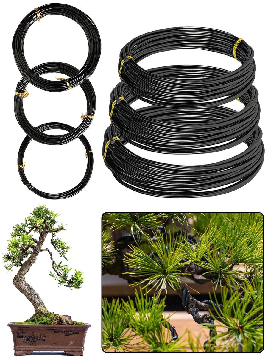 1卷盆景树线，植物支撑盆景训练线，阳极氧化铝盆景训练线，（10米/32.8英尺） - 黑色 - 查看 1