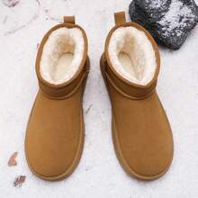 Botas forradas térmicas de color marrón para hombres, botas de cuero casuales para motocicleta, botas de tobillo con cierre deslizante, antideslizantes, aptas para el invierno - Marrón - Ver 13