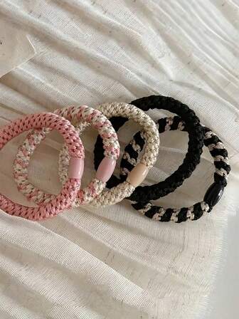 5/1 件/套扭纹针织弹力发带，百搭柔软款式纯色扭纹针织弹力弹力带，辫子固定器，女士发饰，适合日常佩戴、派对、工作、旅行、浴室，是送给家人和朋友的理想礼物，马尾辫固定器，发圈，发胶，发圈，发绳