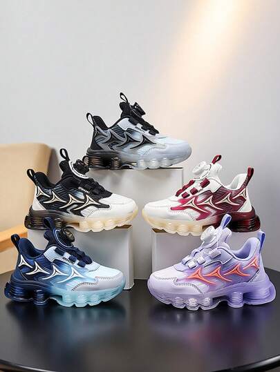 Zapatillas deportivas gruesas de moda para adolescentes niños y niñas, con forro suave y cómodo, hebilla giratoria de fácil puesta y quitado, suela antideslizante y duradera, adecuadas para la escuela, estudiantes, deportes y uso casual