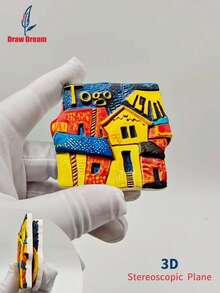 1pc Limited Edition Dual Country Themed 3D Fridge Magnet - Embossed Bogota Sombrero Hat + Togo Geometric Architecture, Creative Collectible Fridge Magnet, Personalized Travel Souvenir Fridge Magnet Sticker, Home Decor, Kitchen, Room, Office, Cabinet Craft Gift, Holiday Souvenir, Exquisite Small Gift