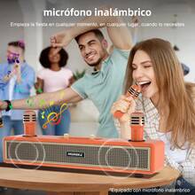 Altavoz de karaoke Bluetooth multifuncional portátil con micrófono inalámbrico, altavoces estéreo duales de 20 W, batería de 3000 mAh, USB/TF/AUX y radio FM, perfecto para fiestas y reuniones. - Negro - Ver 3
