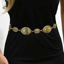A Bohemian Retro Hippie Belt, Silver And Gold Colors Available, Fashionable Metal Waist Chain Women's Retro Popular Versatile Dress Decoration, Christmas Halloween Party Gift Summer, School Fall, Autumn, Halloween - Bạc - Xem 3