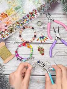 8pcs/Set Premium DIY Tool Kit, Includes 3 Different Pliers, 2 Tweezers, 1 Awl, 1 Split Ring Plier, 1 Ruler. Suitable For Beginners And Experts, Essential For Home Use