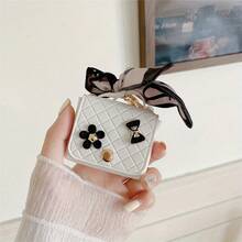 Luxury Handbag Faux Leather Coin Purse Bag Keychain Earphone Case For Airpods 2 3 Pro 2 - trắng - Xem 2