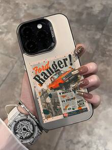 1个赛车、字母、报纸标语图案手机壳，防震保护套，兼容 7、8、X、XS、XR、11、12、13、14、15、16 Pro Max，时尚耐用设计，也适用于三星A33(5G)/A32(4G)/A52(5G/4G兼容)/S20FE/S21FE/A14(4G/5G兼容)/S23/S23 Plus/S23 Ultra/S23 FE/A55 5G/S24/S24 Plus/S24 Ultra/A05/A05s/A15(4G/5G兼容) - 灰色 - 查看 3