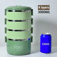 不锈钢保温便当盒，1/2/3/4 层食物容器，便携式可重复使用保温午餐盒，适合在校学生、露营、返校和办公室工作人员的餐食准备、厨房小工具、厨房配件、旅行配件、返校季、学生季、学校用品 - 綠色 - 查看 13