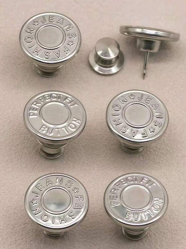2/4/6/8/12Pcs Jeans Replacement Buttons Waist Free Nail Jeans Buttons, Silver Letter Waist Buttons Multifunctional Detachable Tower Buttons Jeans Skirt Waist Adjustment Size Change Jeans Fixed Buckle, Free Nail Detachable Jeans Button Replacement Set, No Sewing Buttons