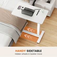 [Labor Day Special]Mobile Standing Overbed Table With Wheels: Fits Laptops, Adjustable Height Tray, Home Side Office Workstation, Flexible & Practical - White - View 6