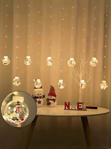 10 LED Christmas Santa Claus/Christmas Tree/Snowman Curtain Lights - Multifunctional Christmas Wishing Ball Lights - USB Powered 8 Modes, Suitable For Indoor And Outdoor Decoration, Classic Christmas LED Curtain Lights | USB Powered Wishing Ball Snowman Pendant, Wired With Button Control, Flashing Yellow Lights, Suitable For Holiday Decoration - Applicable For Christmas, Halloween, Thanksgiving And New Year, Ideal For Holiday And Seasonal Celebrations (Batteries Not Included)Halloween Decor Christmas Decoration Thanksgiving Wedding Home Decor Home Decor Fall Decor Autumn Decor Birthday Decorations For Gifts Party Supplies Indoor Outdoor Garden Holiday Festival Decor Wall Decor Halloween Ornaments