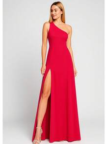 Women's Long Dress With Slit For Parties, Weddings, Graduations, Dinners - Rosa Fucsia - Ver 6