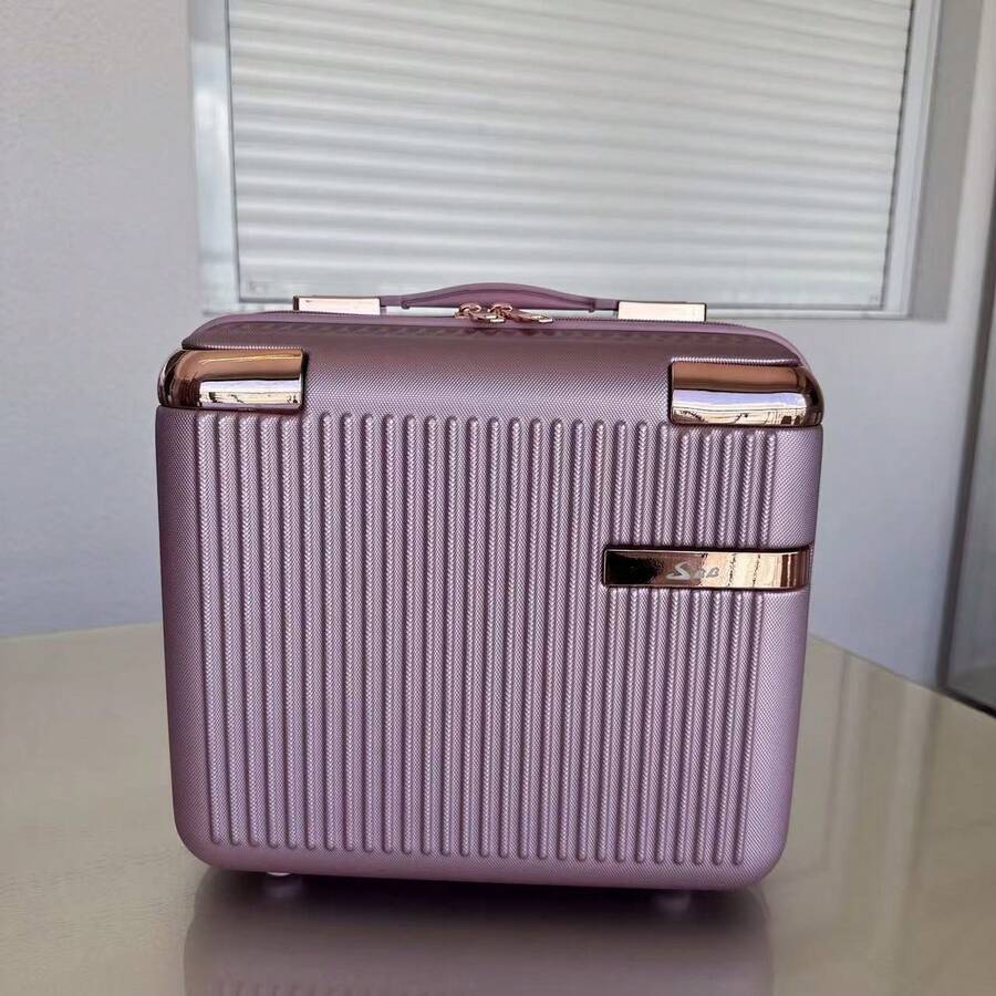 Travel Toiletry Bag ABS Rigid Makeup Organizer Carry-On Case TOP - Rusty Rose - View 1