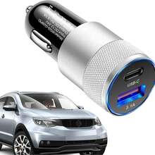 USB-C 快充车载充电器，二合一 USB+Type-C 车载充电器，双口车载插头，配备 1 条 USB-A 转 Type-C 快充线，支持 QC3.0 车载点烟器充电，兼容三星 Galaxy S25 S24 S23 S22 S21 S20 S10 Plus、Pixel 7、Vivo 等机型。 - 彩色 - 查看 9