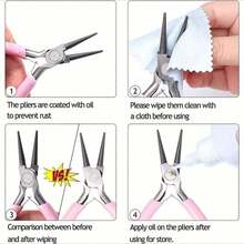 Bộ dụng cụ tự làm trang sức 8 món, bao gồm 3 loại kìm, 2 nhíp, 1 dùi, 1 kìm bấm vòng, 1 thước kẻ. Phù hợp cho người mới bắt đầu và người có kinh nghiệm, cần thiết cho việc sử dụng tại nhà. - Nhiều màu - Xem 5