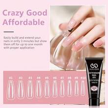 Complete Poly Gel Nail Extension Kit - 4 Vibrant Colors, Strong & Durable Builder Gel With Compact Nail Lamp - Easy-To-Use At Home For Salon-Quality Results, Includes Nail Glue & More, USB Powered, Gel Nail Supplies, Easy To Operate. - Nhiều màu - Xem 7