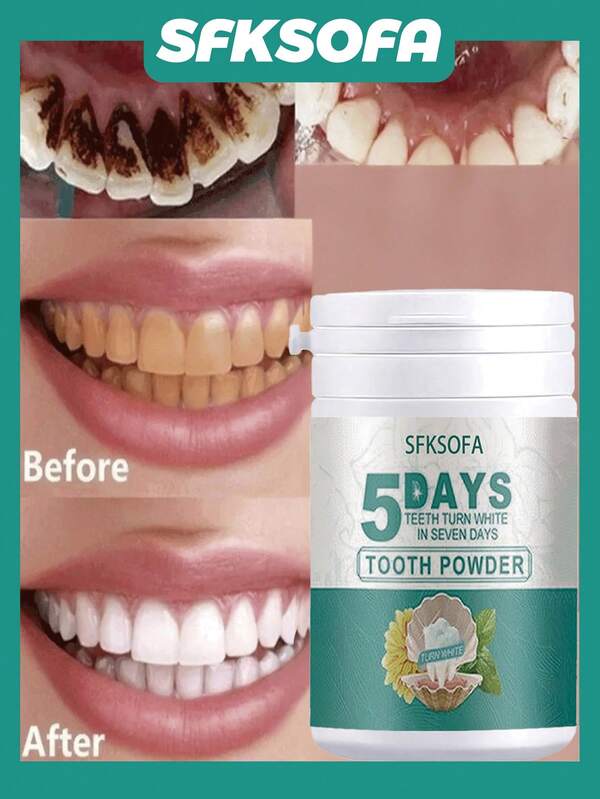 ¡Desafío de blanqueamiento de dientes! Polvo dental de 5 días, Inicio de blanqueamiento de 7 días