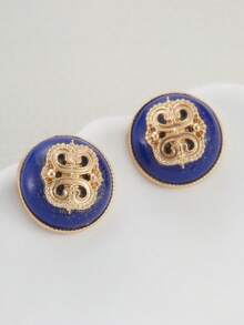 Eterna Glow 1 pasang anting-anting wanita vintage warna emas dengan motif geometris dan desain unik, cocok untuk aksesoris pesta kencan dan hadiah. - anting-anting - View 5