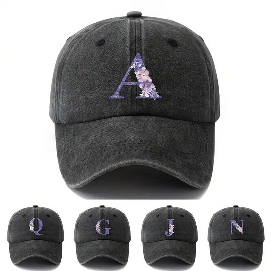 Fashionable And Versatile Washed Baseball Cap, Unisex Hat With  Printed Letters, Casual Outdoor Cap,  Hip-Hop Style, Perfect For Vacations And Camping, Ideal Gift For Boyfriends And Girlfriends - L - View 1