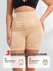 FLARIXA Quần lót định hình cạp cao liền mạch cỡ lớn cho nữ, quần lót định hình có khóa dán, quần lót định hình eo, quần lót định hình đùi - Màu be - Xem 3