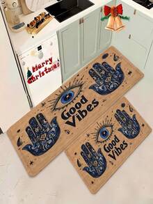 Thảm chùi chân Evil Eye Welcome, chất liệu nhung, đế chống trượt, thích hợp cho lối vào, phòng ngủ, nhà bếp, cửa phòng tắm và thảm trải sàn trang trí nhiều khu vực, thảm nhà bếp trang trí Giáng sinh - Nhiều màu - Xem 6