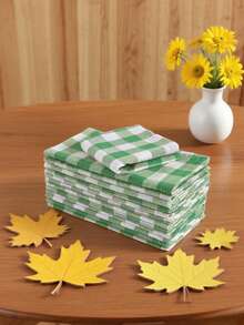 2/6/12/300pcs Elegant Plaid Napkins, Durable Polyester Thick Placemats, Reusable For Kitchen, Dining, Wedding Decor - Multicolor - View 5