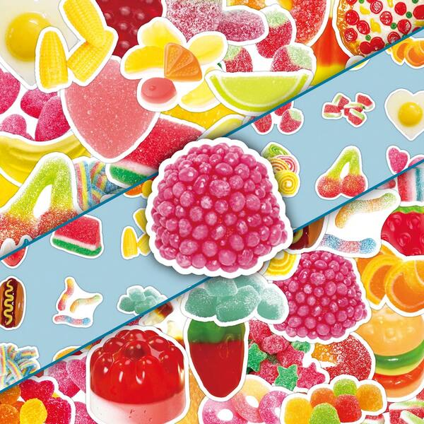 50 adesivos fofos de goma de frutas, mastigáveis e saborosos, decoração faça você mesmo para geladeira, caderno, caixa de armazenamento