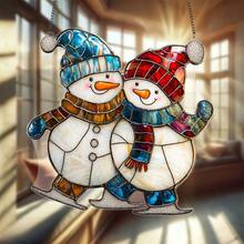 Adorno colgante de acrílico plano y lindo de muñeco de nieve navideño, decoración colgante para ventanas, regalo navideño para el hogar, decoración de invierno, adorno navideño, decoración de pared, apto para jardín, porche, dormitorio, oficina, cocina, decoración del hogar y decoración de patio exterior