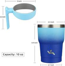 Konokyo - Vaso de 30 onzas con asa y 2 pajitas, 2 tapas, botella de agua aislada de acero inoxidable, de viaje, reutilizable, color claro - Cielo - Ver 8