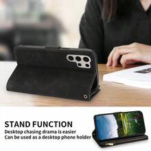 ZZXX 真皮钱包式卡槽多卡位拉链高品质磁吸翻盖人造革手机壳，兼容三星 Galaxy S25 Edge S24 FE S24 Ultra S24 Plus S24 S23 Ultra S23 FE S22 Ultra A06 A07 A13 A14 A15 A16 A17 A26 A36 A52 A53 A54 A55 A56，也兼容 ，生日礼物，春季适用 - 黑色 - 查看 6