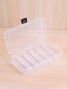 1pc/2pcs 5-Compartment Organizing Box For Makeup Or Hair Accessories, Portable Partitioned Container With Buckle - Clear - View 19