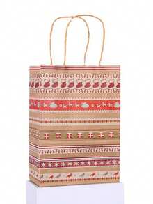 5 pièces Sacs cadeaux rayés de Noël, Sapin de Noël, Flocons de neige, Bas de Noël, Sacs cadeaux en papier kraft, Fournitures de cadeaux de vacances