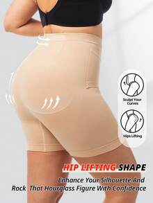 FLARIXA Quần lót định hình cạp cao liền mạch cỡ lớn cho nữ, quần lót định hình có khóa dán, quần lót định hình eo, quần lót định hình đùi - Màu be - Xem 5