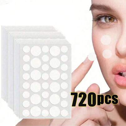 720片/432片/36片装隐形透明圆形脸贴，可移除无痕圆形贴纸，防水防汗迷你贴纸，使用简单，便携，高粘性圆形透明贴纸，适合聚会、办公室、万圣节等场合，可爱贴纸（仅供装饰用途，非化妆品），价格实惠，圣诞礼物，化妆品，化妆工具，廉价小玩意，礼物，女士礼物，圣诞礼物