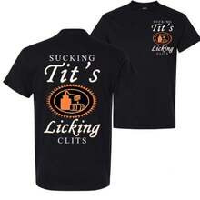 Unisex Cotton For Men And Women Menswear Top Fabric.Sucking T And Licking C Funny Tito Drinking Humor Party T-Shirt, Tito Logo Party Vibes Design Graphic 2 Side Shirt, - 黑色 - 查看 1