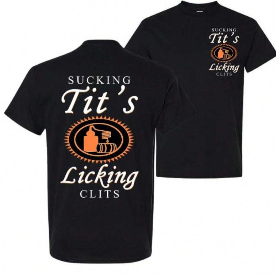 Unisex Cotton For Men And Women Menswear Top Fabric.Sucking T And Licking C Funny Tito Drinking Humor Party T-Shirt, Tito Logo Party Vibes Design Graphic 2 Side Shirt, - 黑色 - 查看 1