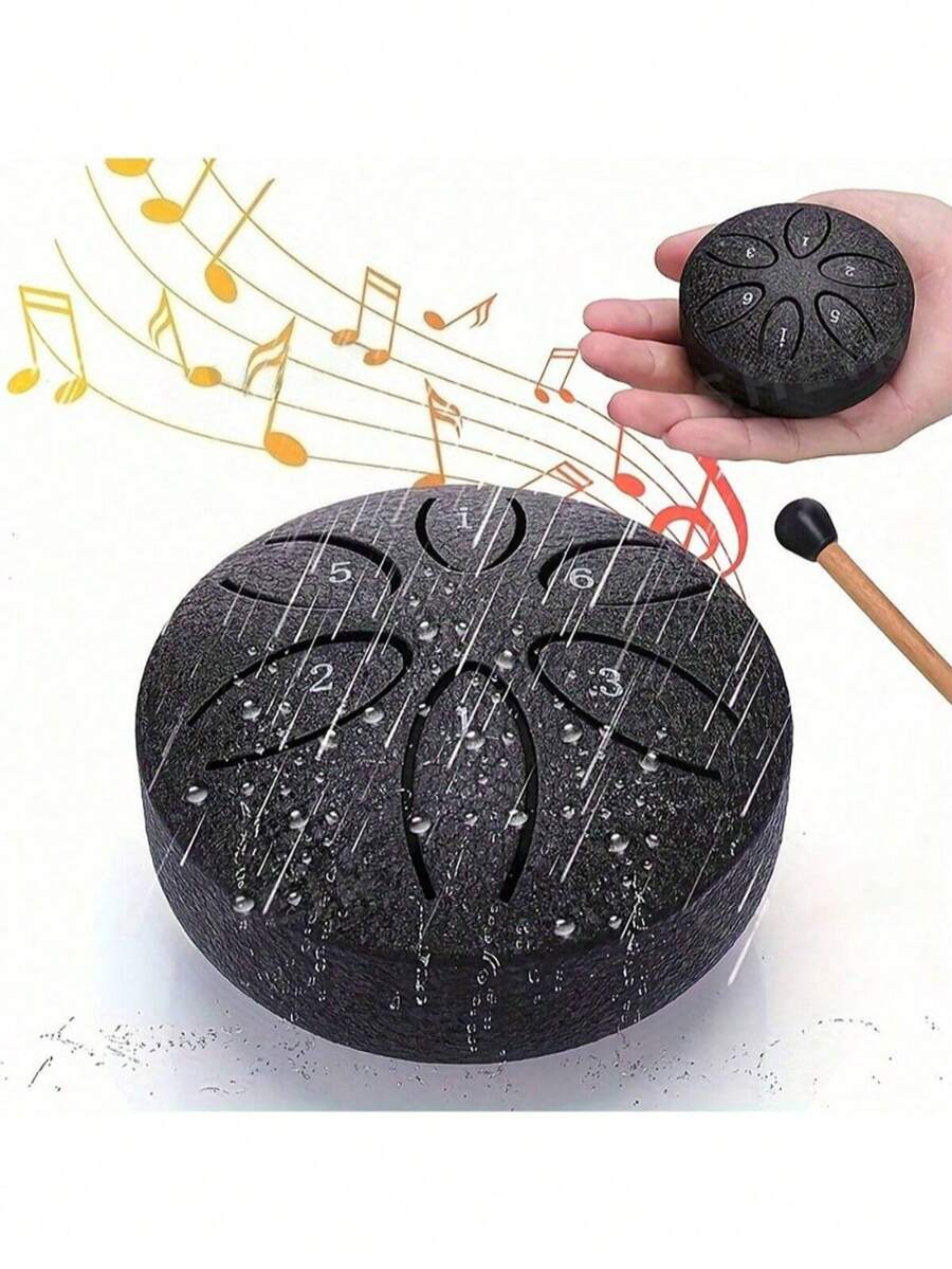 3 Inch 6 Tone Steel Tongue Drum, D Tuning, With Mallets And Storage Bag, Meditation Music Therapy, Yoga Relaxation Instrument, Gift For Musicians - Multicolor - View 1