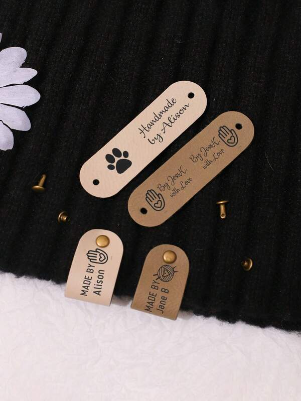 Etiquetas personalizadas de couro sintético, etiquetas de malha e crochê, etiquetas de couro para chapéus de malha, etiquetas de parafuso, etiquetas de roupas 2,75 x 0,78 polegadas