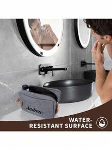 1 pieza Bolsa de aseo de viaje personalizada para hombres, bolsa de aseo de negocios de nailon personalizable para hombres, bolsa de maquillaje de viaje, organizador de maletín de gran capacidad, grande, liviano, plegable con asas naranjas - Multicolor - Ver 4