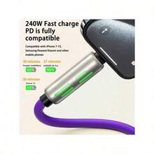 1pc  4-In-1 USB Charging Cable, 6.6ft, LED Light Indicators, Fast Charge Compatible, USB-A/Type-C/Lightning Connectors Compatible With IPhone 16, 16 Pro Max, 15, 15 Plus, 15 Pro, 15 Pro Max,Compatible With Redmi, Compatible With OnePlus Type C, Charger