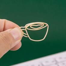 25个咖啡豆造型金属回形针 - 米色/棕色，坚固耐用，非常适合办公室/家庭收纳，可爱俏皮的桌面配件，咖啡爱好者的理想之选，实用文具，适用于计划本/笔记本，是送给咖啡爱好者和收藏家的完美礼物。